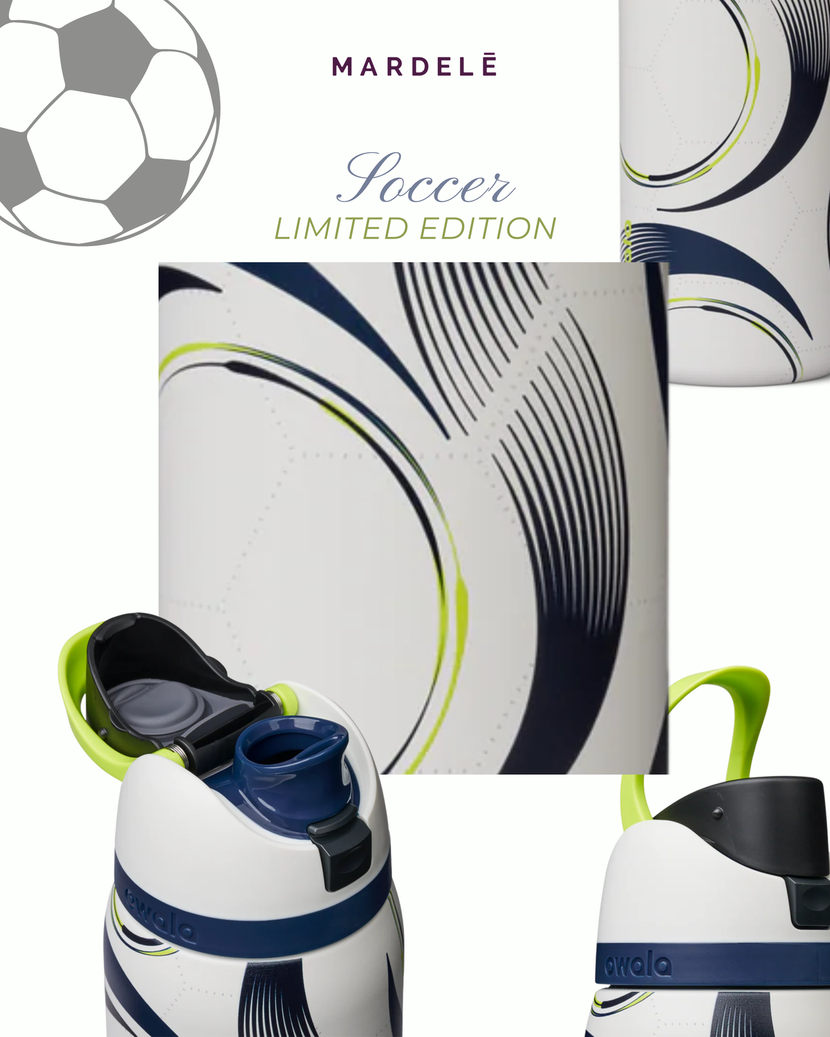 Owala FreeSip 32 oz Soccer Bottles | Steel the Ball Special Edition